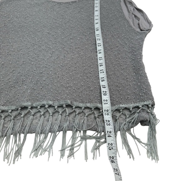 Danny Be Grey Loose Knit Short Sleeve Round Neck Sweater Top Size S - Picture 7 of 8